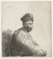 Bärtiger Mann in einer pelzbesetzten orientalischen Kappe und Robe: Der Vater des Künstlers